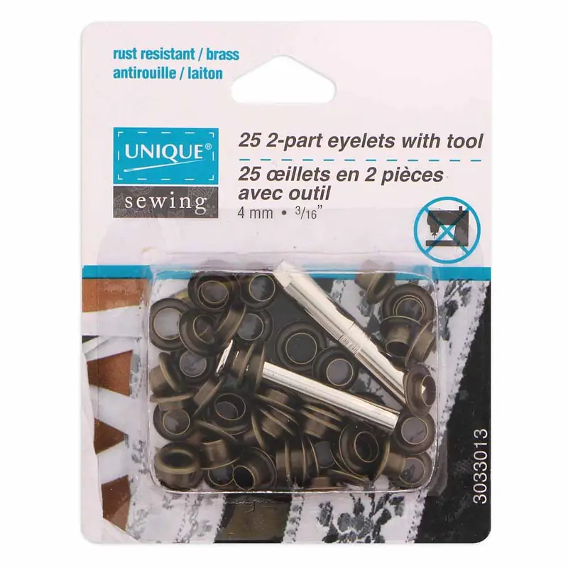 UNIQUE SEWING 2-Part Eyelets with Tool - 4mm (3/16) -