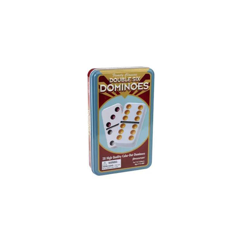 Dominoes: Family Classics Double Six Color Dot Dominoes in Tin