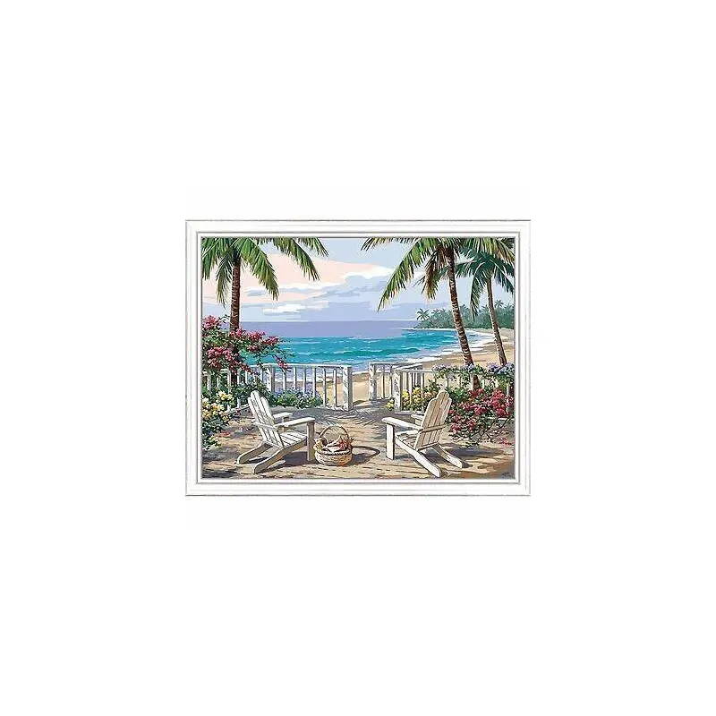 PAINT BY NUMBERS - Coastal View Chairs by the Ocean