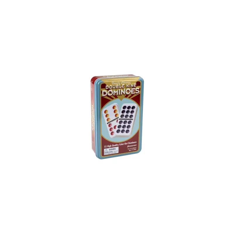 Pressman Double 9-Color Dot Dominos In A Tin Board Game