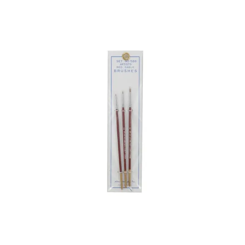 Atlas 3 Piece Red Sable Brush 58B Set 10/0 5/0 0