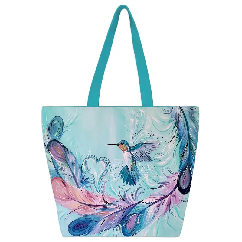 HUMMINGBIRD FEATHERS TOTE BAG