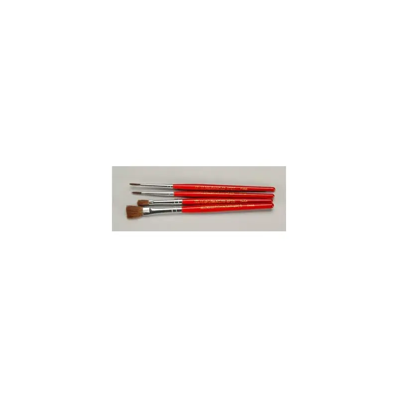 Red Sable/Camel 4pc Flat/Round Brush