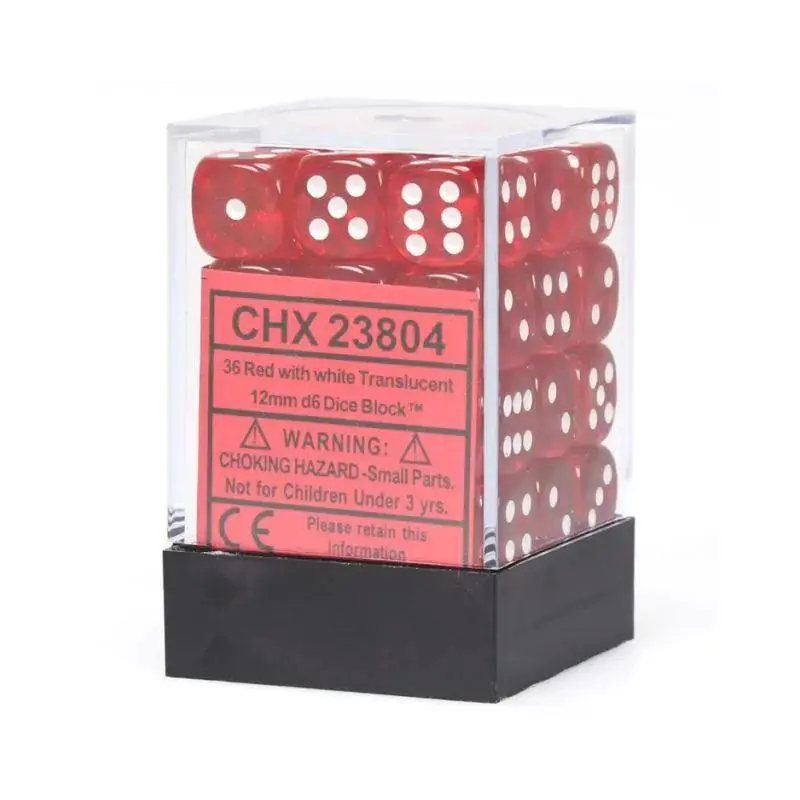 CHX 23804 Translucent 12mm D6 Dice Block Red/White