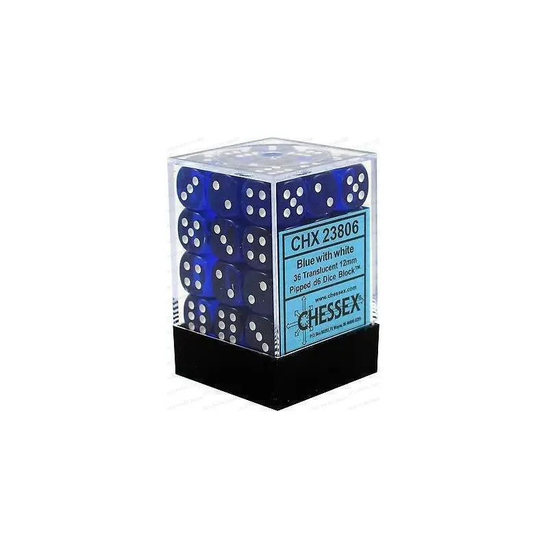 CHX 23806 Translucent 12mm D6 Dice Block Blue/White