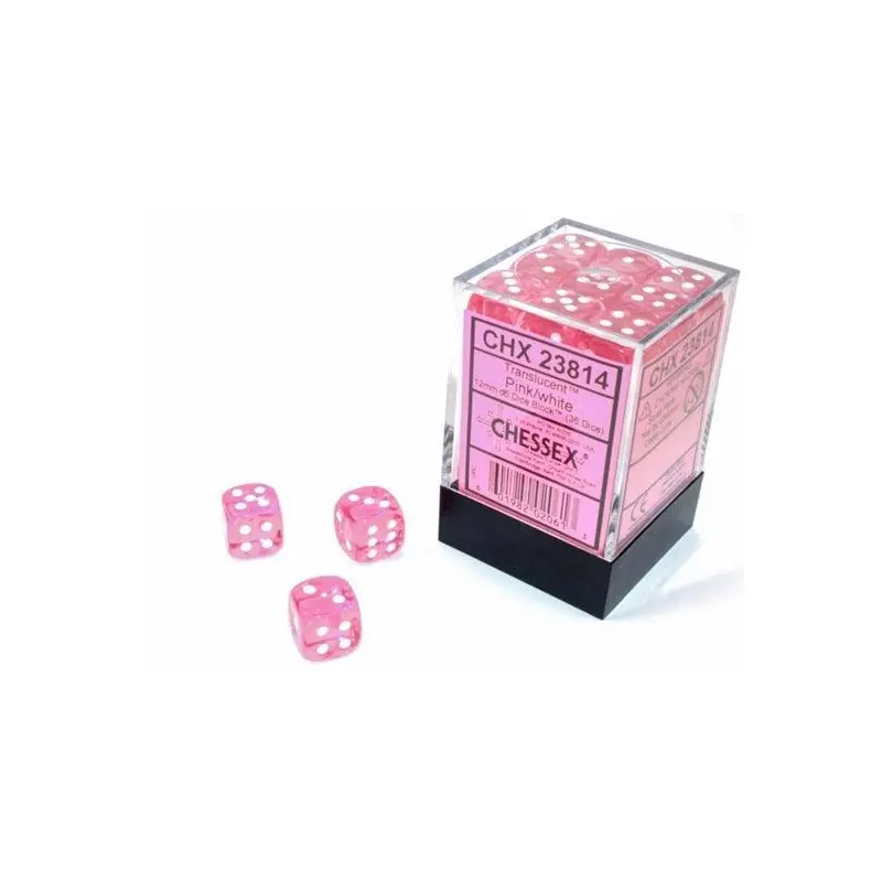 CHX 23814 Translucent 12mm D6 Dice Block Pink/White