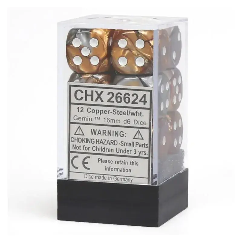 CHX 26624 Gemini 16mm D6 Dice Block Copper-Steel/White