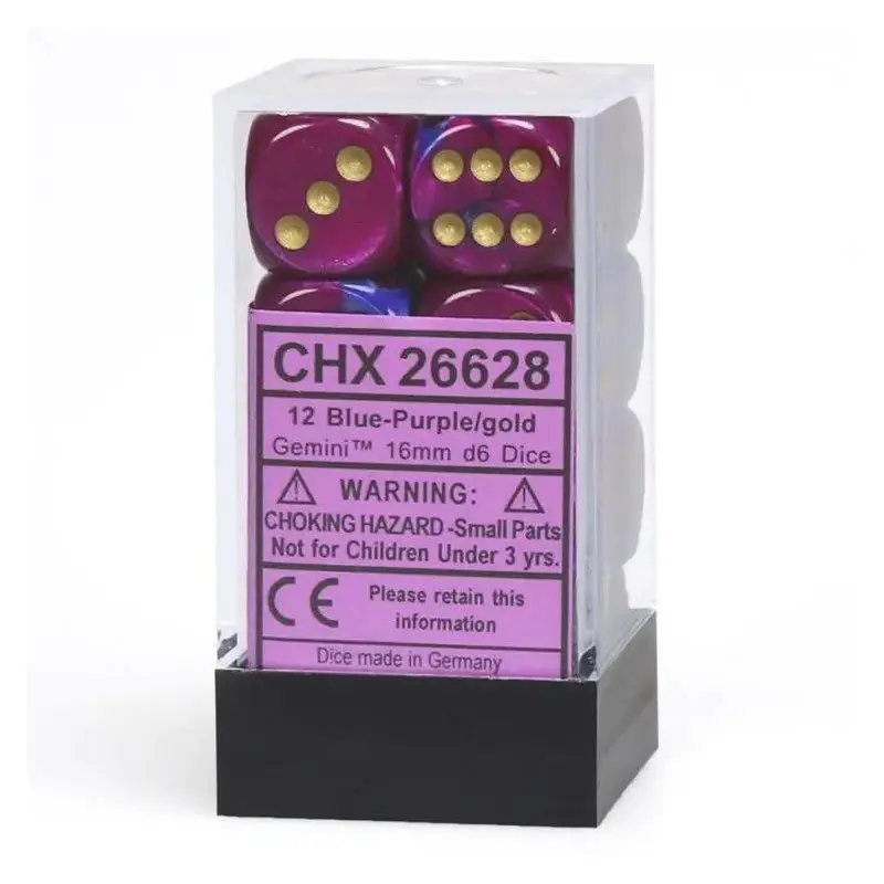 CHX 26628 Gemini 16mm D6 Dice Block Blue-Purple/Gold
