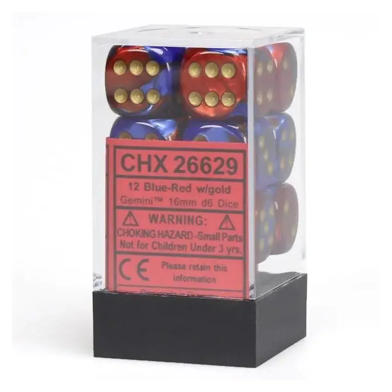 CHX 26629 Gemini 16mm D6 Dice Block Blue-Red/Gold