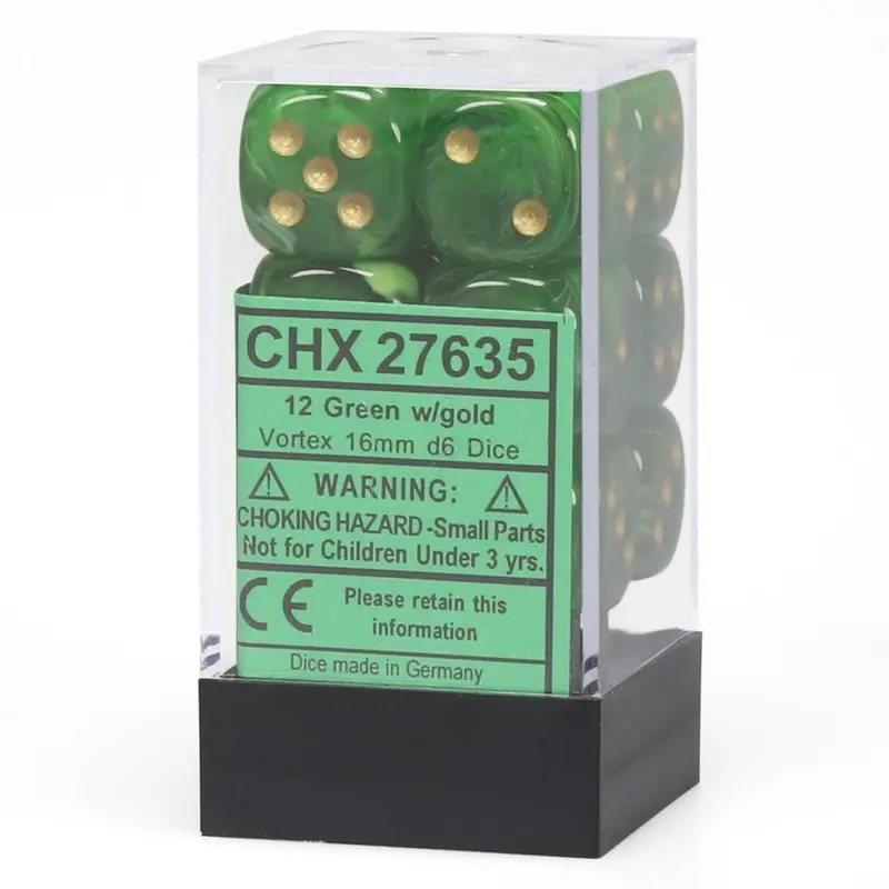 CHX 27635 Vortex 16mm D6 Dice Block Green/Gold