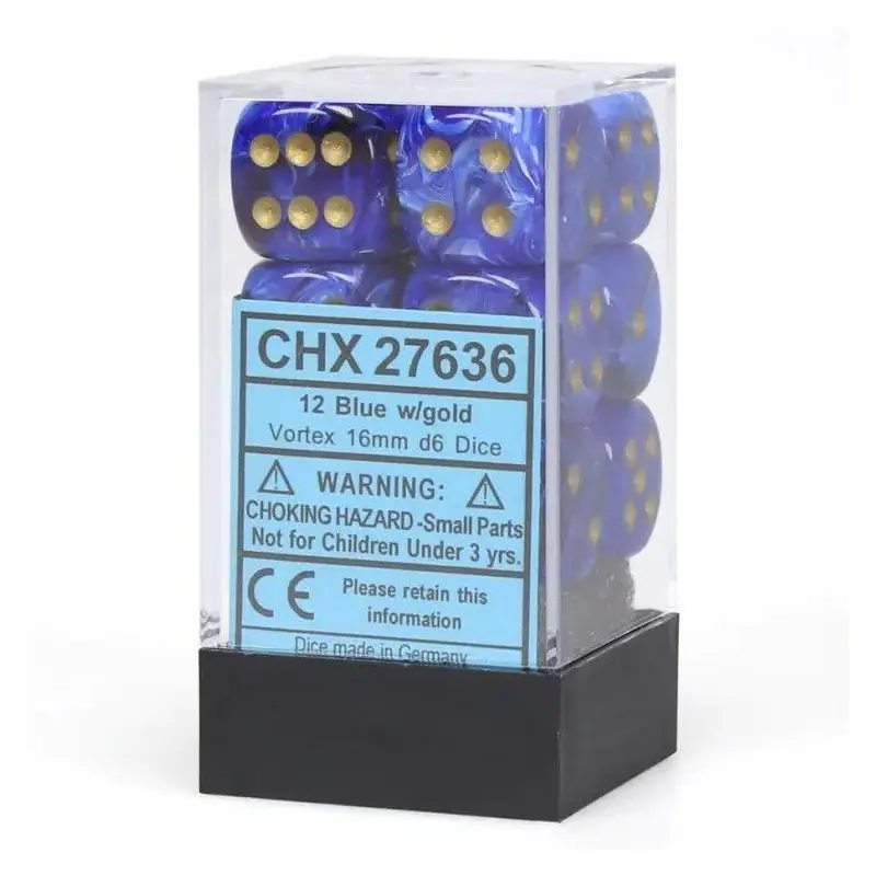CHX 27636 Vortex 16mm D6 Dice Block Blue/Gold