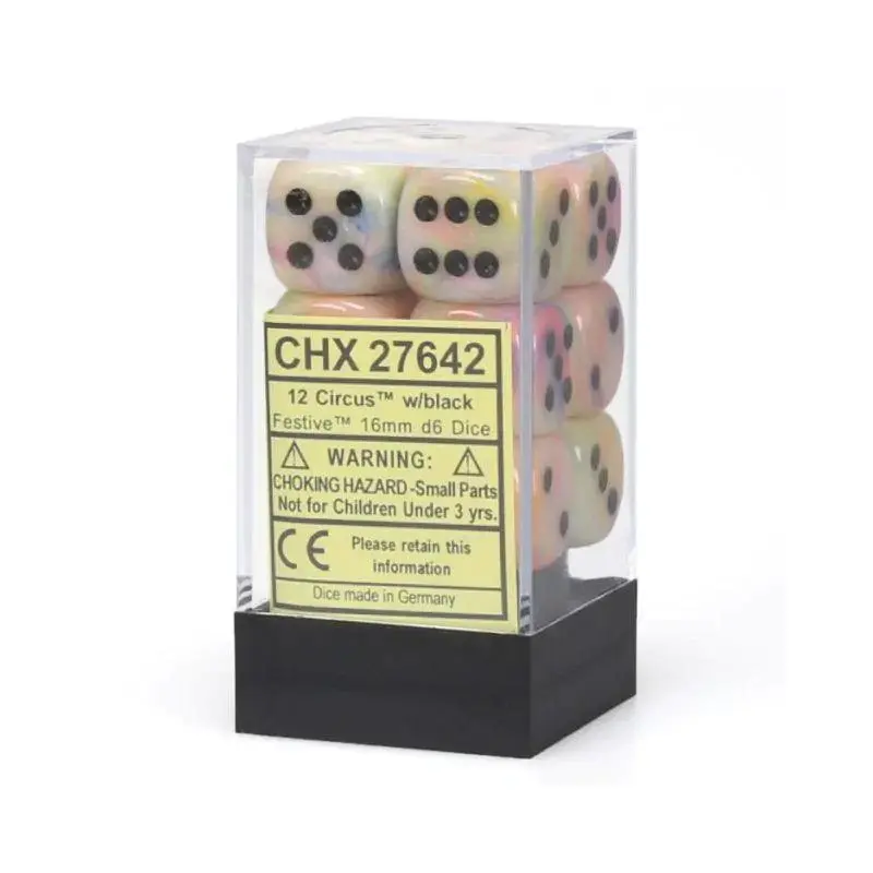 CHX 27642 Festive 16mm D6 Dice Block Circus/Black