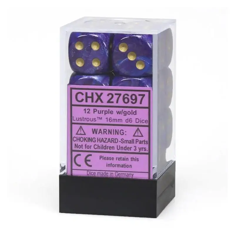 CHX 27697 Lustrous 16mm D6 Dice Block Purple/Gold