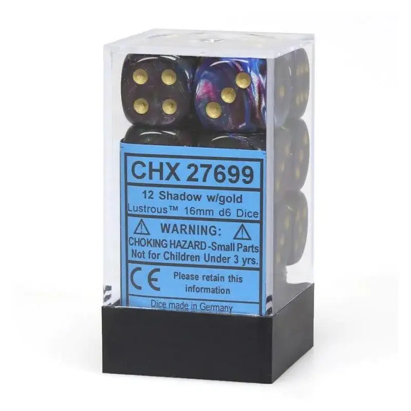 CHX 27699 Lustrous 16mm D6 Dice Block Shadow/Gold