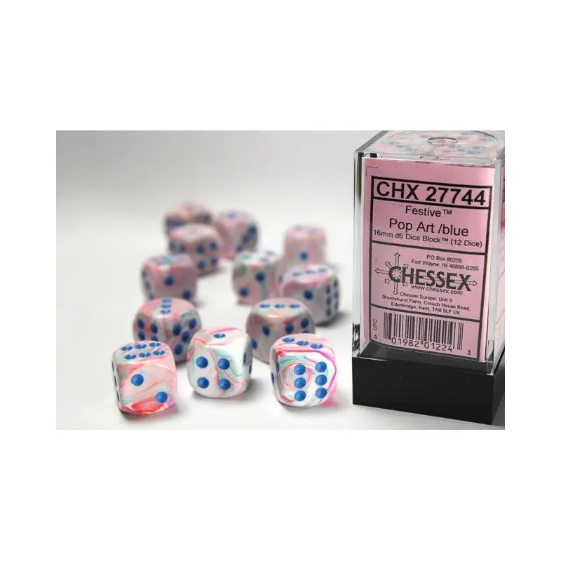 CHX 27744 Festive 16mm D6 Dice Block Pop Art/Blue