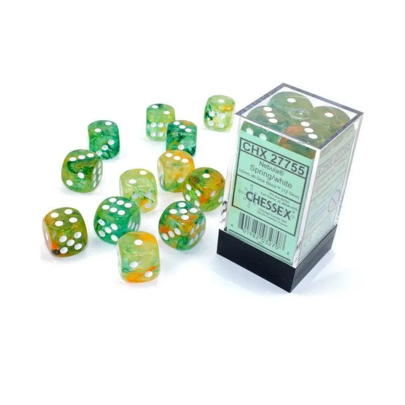 CHX 27755 Nebula 16mm D6 Dice Block Spring/White (Luminary Effect)