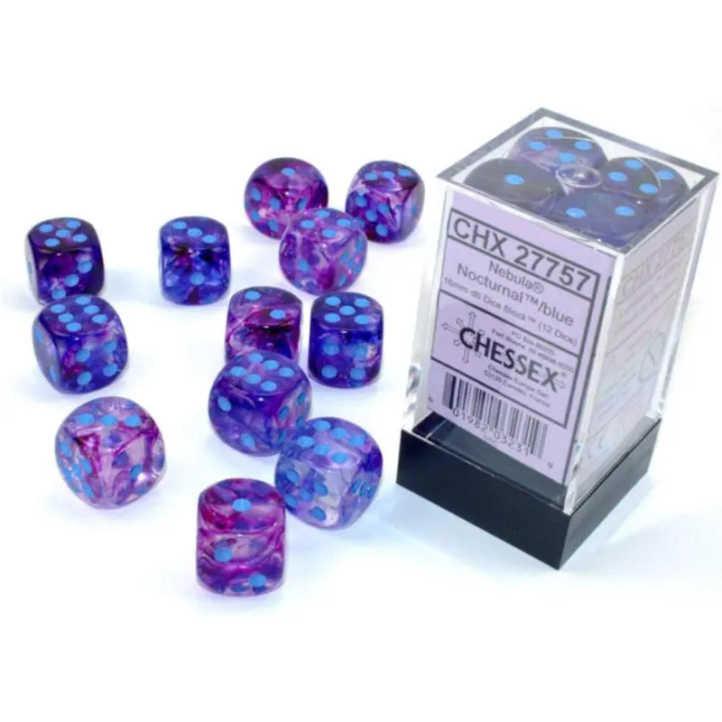 CHX 27757 Nebula 16mm D6 Dice Block Nocturnal/Blue (Luminary Effect)