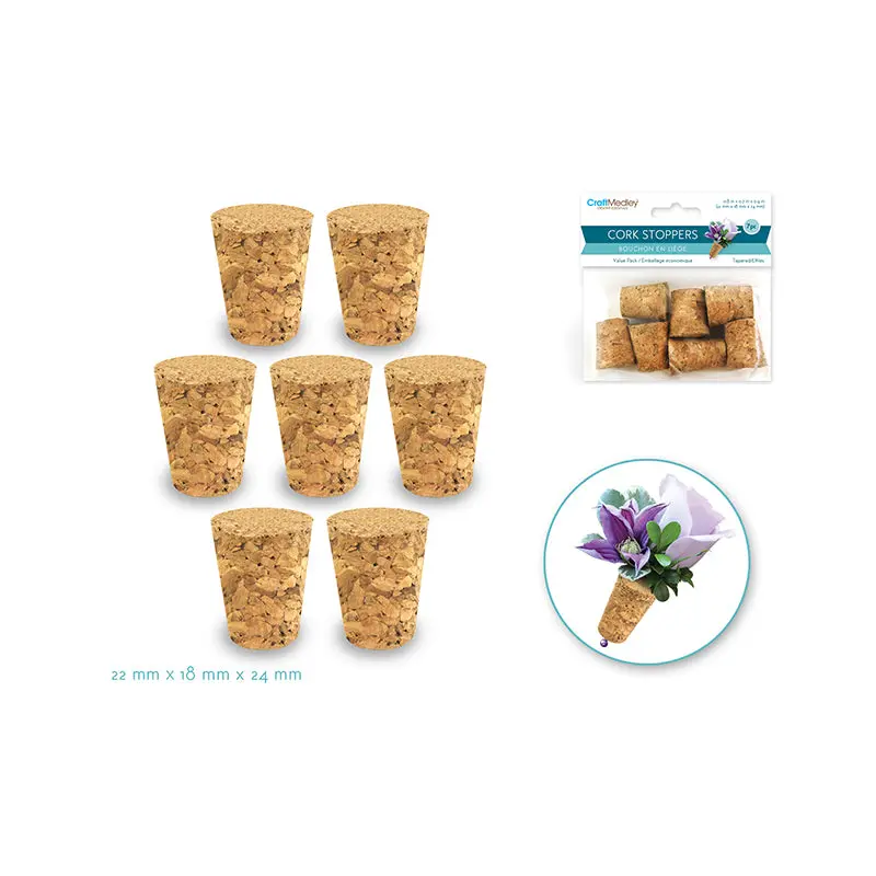 Craft Medley: Cork Stoppers Value Pack B) Tapered~ #8 Width