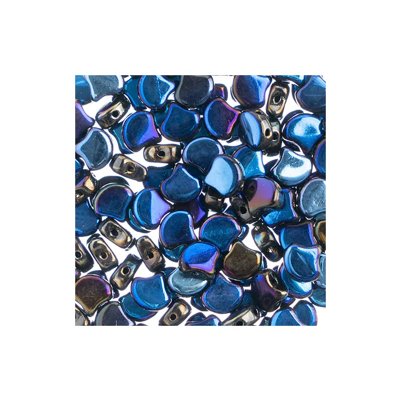 Czech Ginkgo Leaf Bead 7.5mm Jet/Azuro