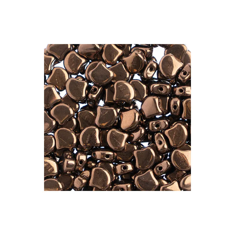 Czech Ginkgo Leaf Bead 7.5mm Jet/Dark Bronze