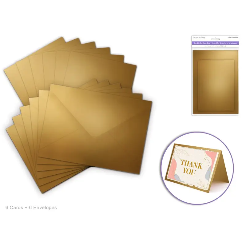 Forever in Time  Cardmaking: 4.5"x6" Cards + Envelopes 6sets A6 Gold Shimmer
