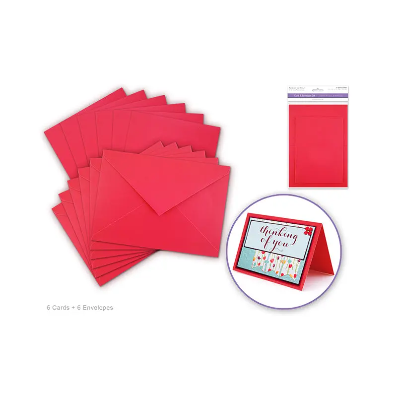 Forever in Time  Cardmaking: 4.5"x6" Cards + Envelopes 6sets A6 Red