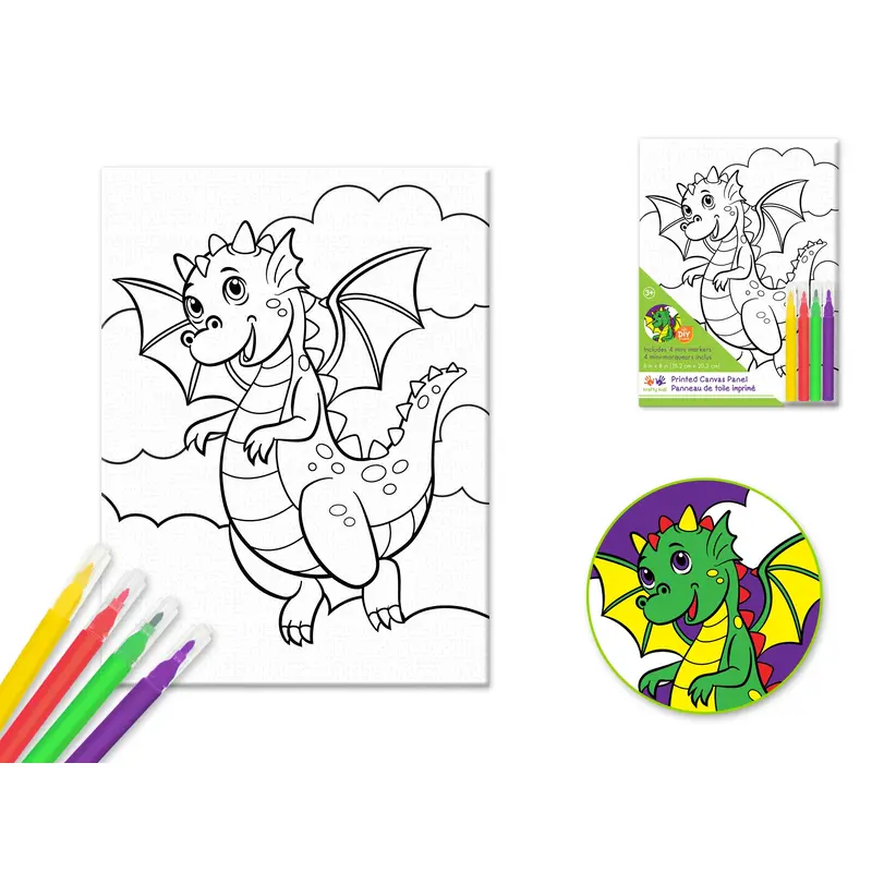 Krafty Kids Kit: 6"x8" DIY Canvas Panel w/4 Mini Markers