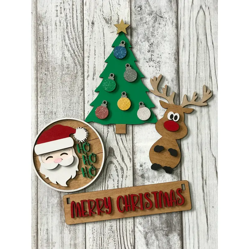 Crate Shelf Sitter with Santa with Tree Insert