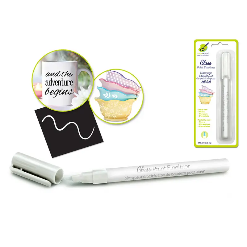 Color Factory: Glass Marker Ceramic/Porcelain Fineliner Permanent 3ml White