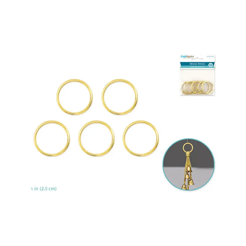 Craft Medley Brass Rings: 1" Round x5