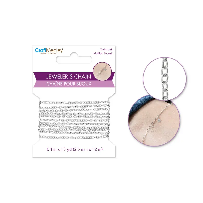 Jewelry Findings: 2.5mm x 1.2m Jeweler's Chain Silver