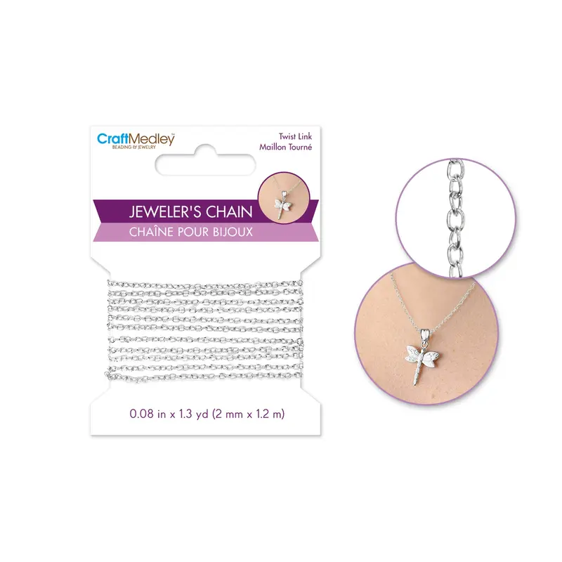 Jewelry Findings: 2mm x 1.2m Jeweler's Chain Silver