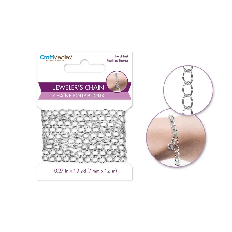 Jewelry Findings: 7mmx5mm Jeweler's Chain 1.2m Silver