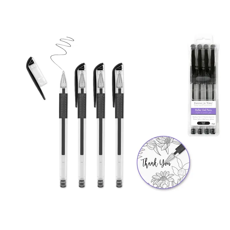Scrapbook Gel Pens: 4/pack Acidfree Assorted PhotoSafe - Black