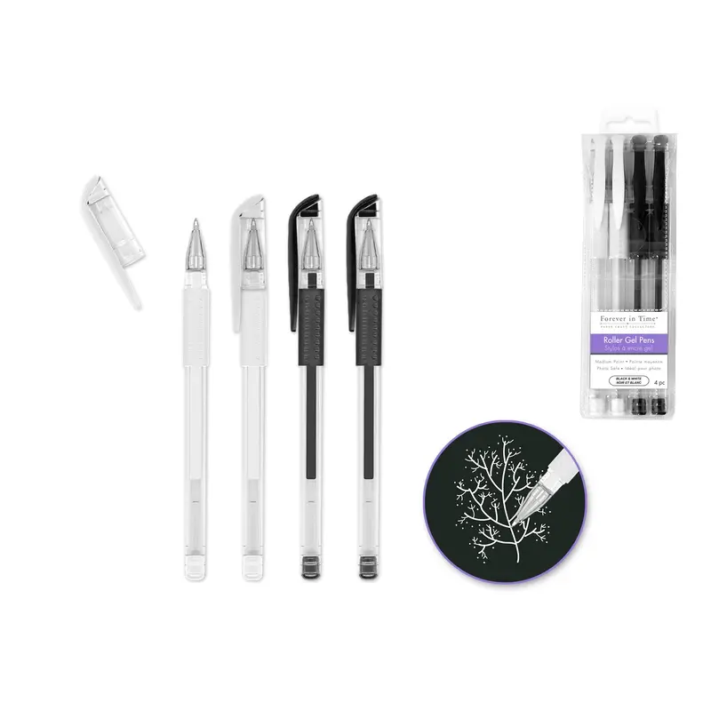 Scrapbook Gel Pens: 4/pack Acidfree Assorted PhotoSafe - Black & White