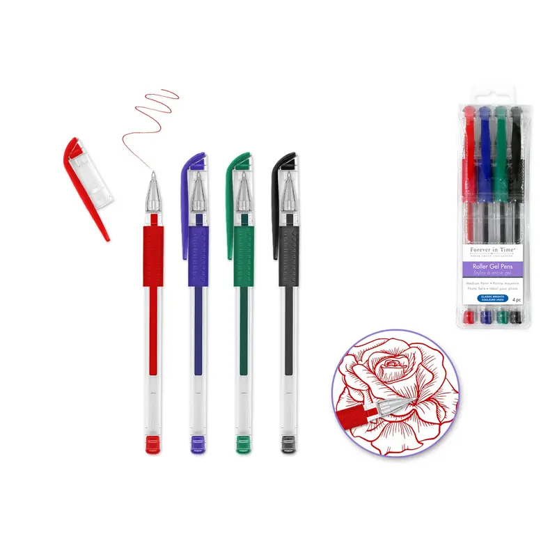 Scrapbook Gel Pens: 4/pack Acidfree Assorted PhotoSafe - Classic Brights