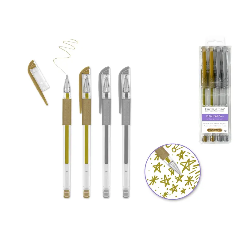 Scrapbook Gel Pens: 4/pack Acidfree Assorted PhotoSafe - Silver & Gold