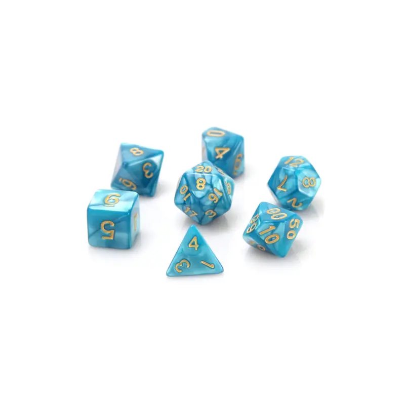 Teal Swirl with Gold (7-Die RPG Set)