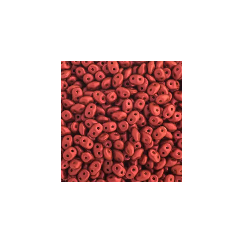 Czech Superduo 2-Hole 2.5x5mm Chalk Lava Red apx 22g