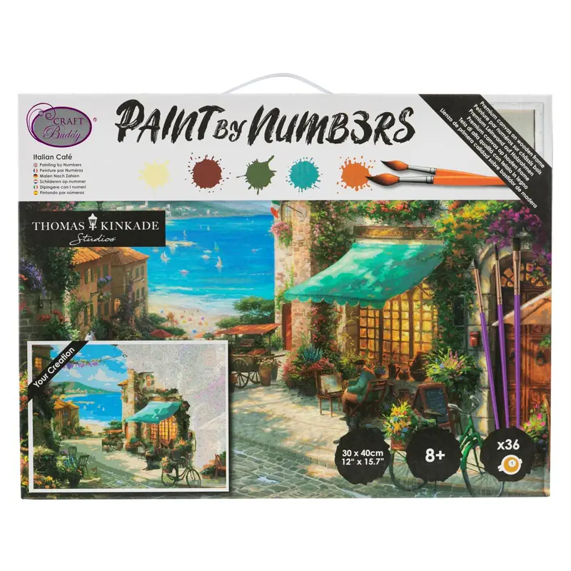 Craft Buddy Paint by Numbers Thomas Kinkade Italian Cafe Canvas Kit