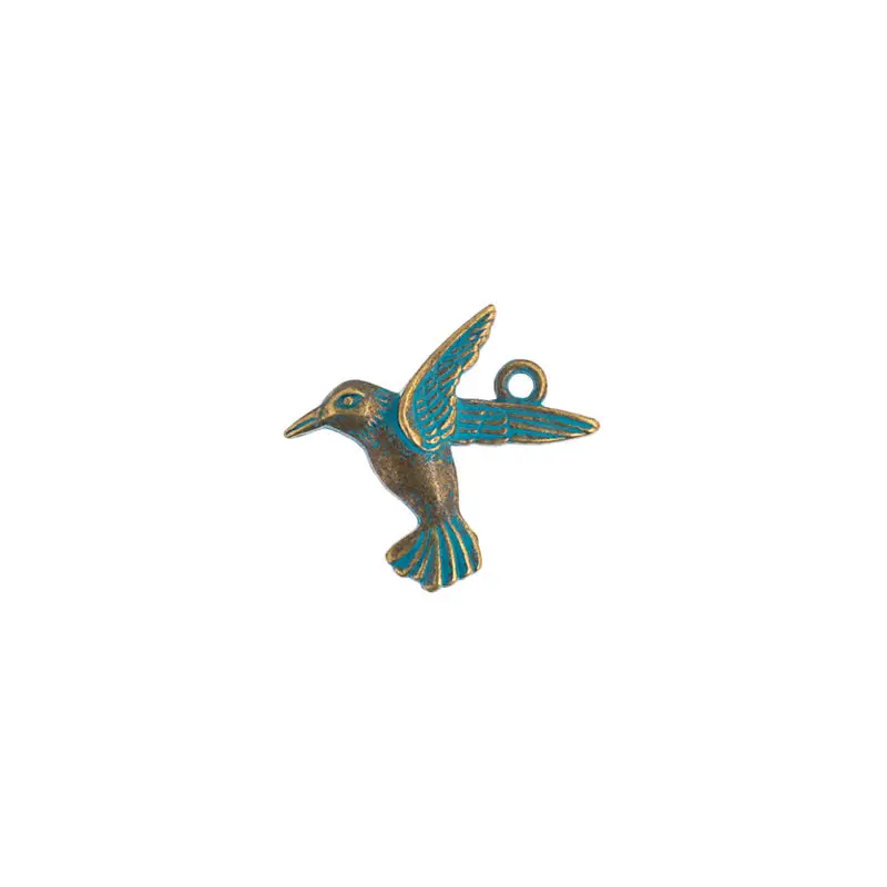Metal Pendant-Bird 18x20mm Patina Finish