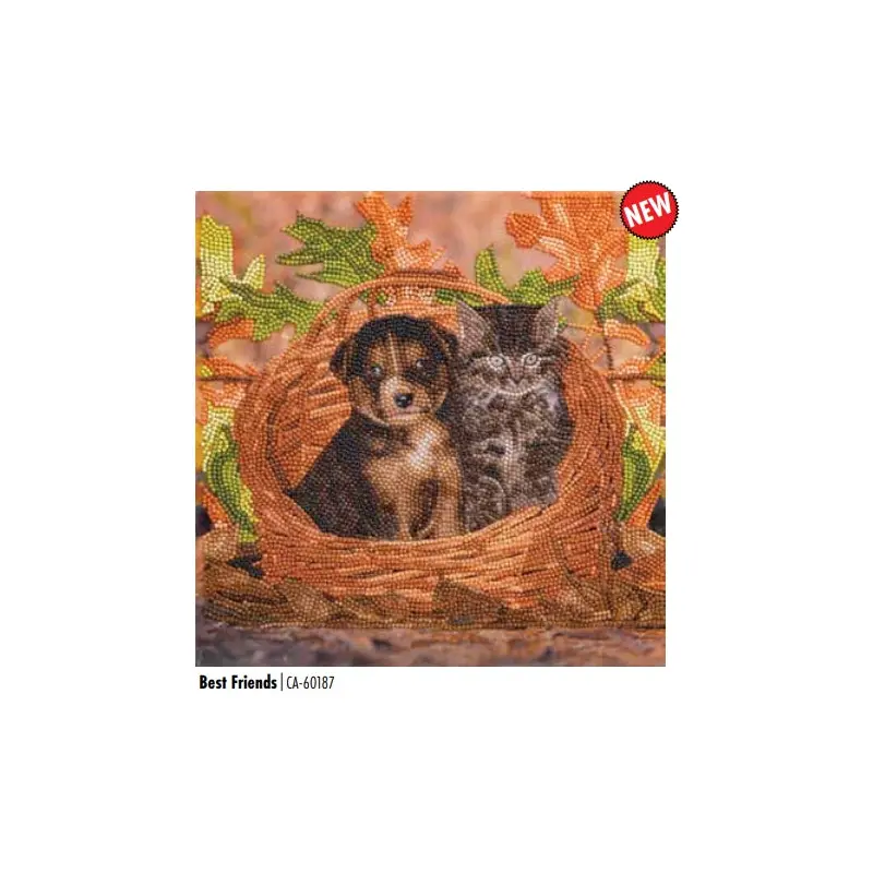 CAK-A177M Puppy & Kitten in a Basket FRAMED CANVAS KIT