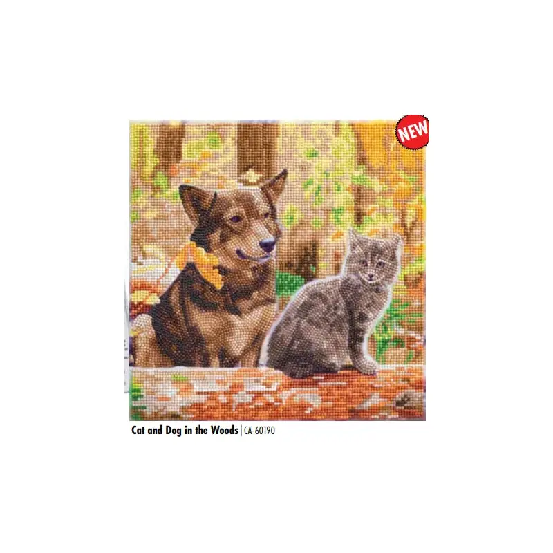 CAK-A180M CAT & DOG IN THE WOODS FRAMED CANVAS KIT