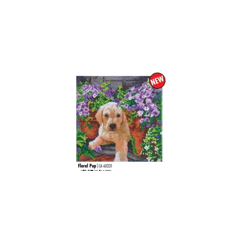 CAK-A182M Floral Pup FRAMED CANVAS KIT