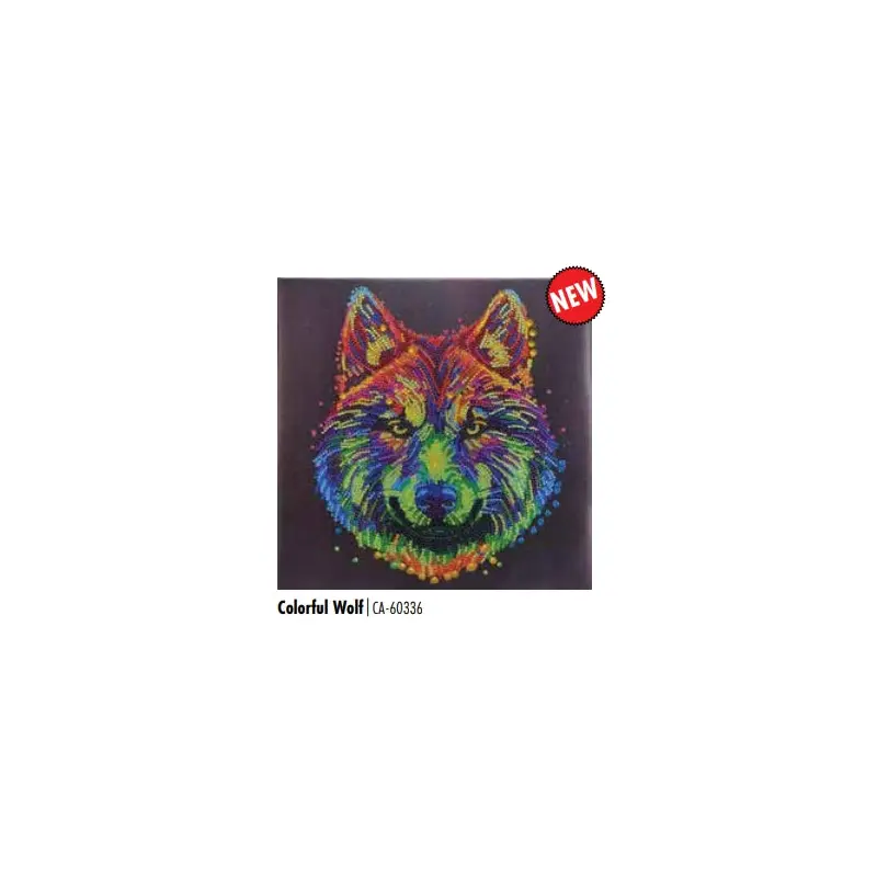 CAK-A187M- Colourful Wolf FRAMED CANVAS KIT