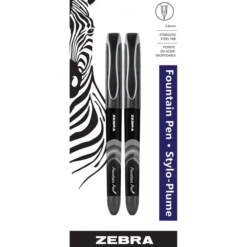 Zebra Fountain Pen Set, 0.6mm - Black Ink (2pk)