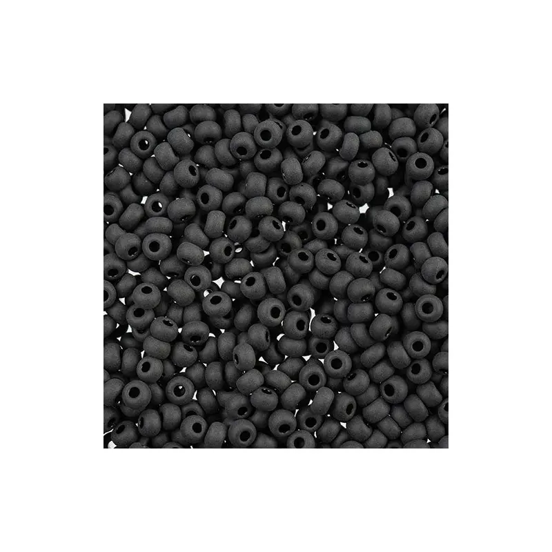 Czech Seed Beads apx 24g Vial 8/0 Opaque Black Matt