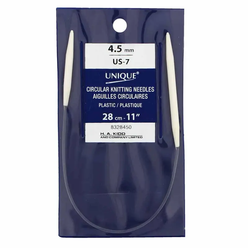 UNIQUE KNITTING Circular Knitting Needles 28cm (11) Plastic - 4.5mm/US 7