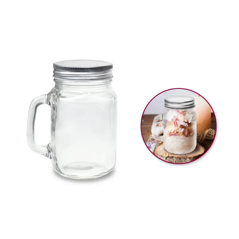 Craft Dcor: DIY Glass Mason Jar 480ml w/Alum Lid (7.5x7.5x14cm)