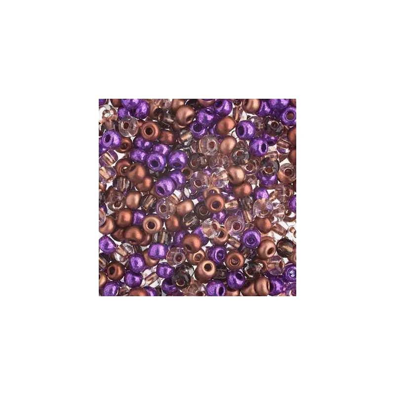 Czech Seed Beads apx 24g Vial 6/0 Purple/Copper Mix